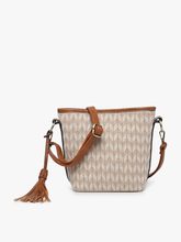 Load image into Gallery viewer, Straw Crossbody w/ Tassel: Herringbone/Taupe