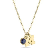 Load image into Gallery viewer, Michigan Block M Gold Plated Charm Necklace
