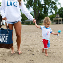 Load image into Gallery viewer, Lake Bum - 12-24 Month Blue Trimmed Bodysuit