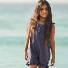 Load image into Gallery viewer, Check Gauze Blue Girl Romper - Blue Smoke: 18M