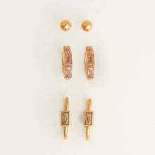 Load image into Gallery viewer, Narelle Waterproof Rectangle Hoop Earring Trio