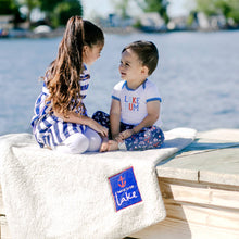 Load image into Gallery viewer, Lake Bum - 12-24 Month Blue Trimmed Bodysuit