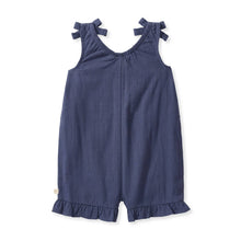 Load image into Gallery viewer, Check Gauze Blue Girl Romper - Blue Smoke: 18M