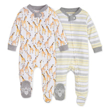 Load image into Gallery viewer, Giraffes Organic Baby Loose Fit Footed Sleep & Play 2 Pack Baby