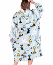 Load image into Gallery viewer, Catitude Blue Blanket Hoodie LO