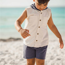 Load image into Gallery viewer, Organic Boy Slub Hooded Sleeveless Shirt & Shorts Set: 18M