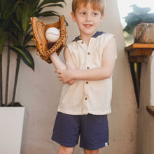 Load image into Gallery viewer, Organic Boy Slub Hooded Sleeveless Shirt & Shorts Set: 18M
