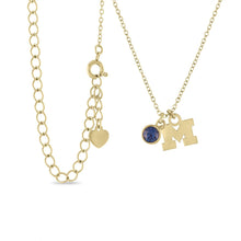 Load image into Gallery viewer, Michigan Block M Gold Plated Charm Necklace
