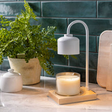 Load image into Gallery viewer, White & Wood Arched Candle Warmer Lamp