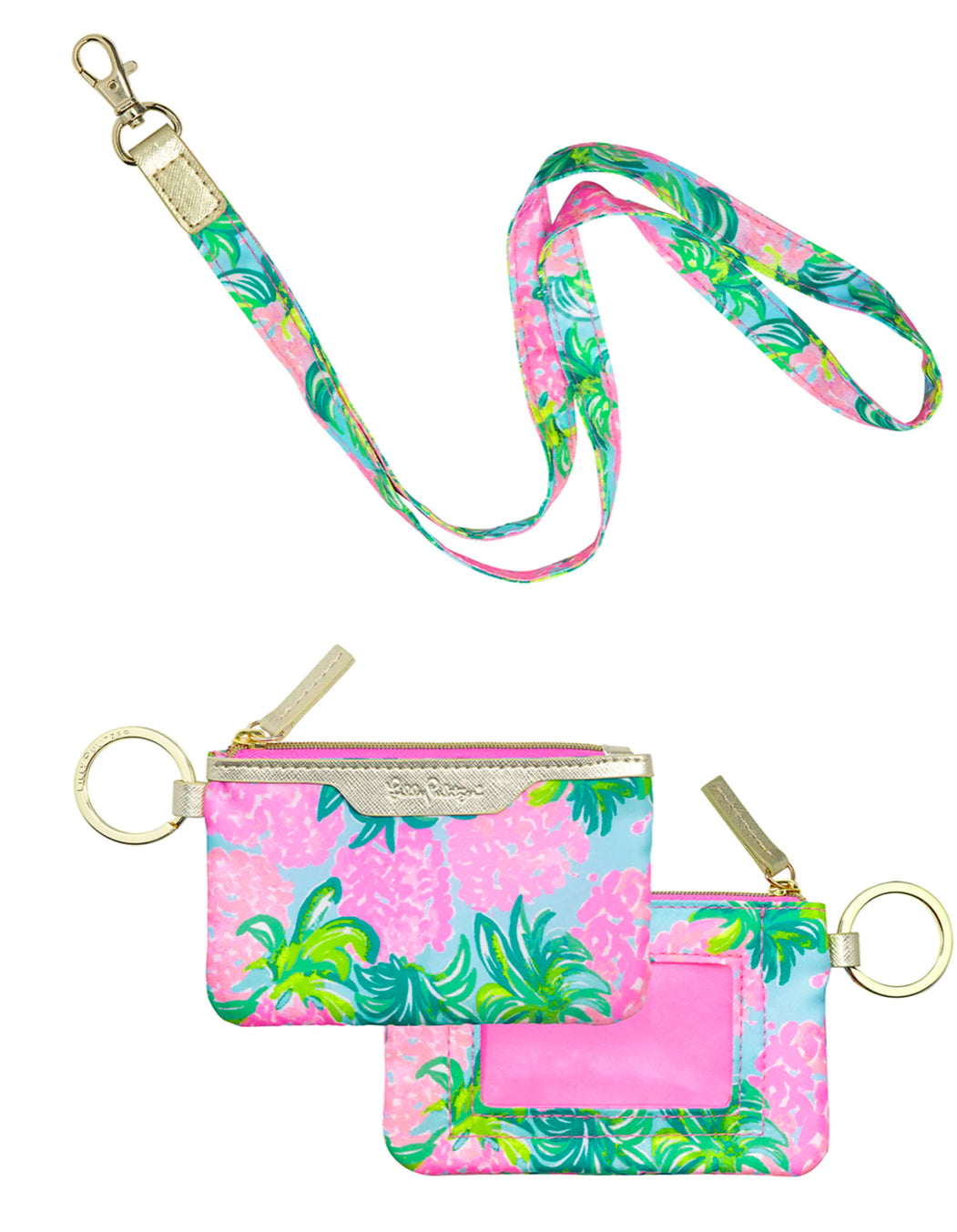 Lilly Pulitzer ID Case Keychain Wallet with Zip Close, Cute Durable Card  Holder for Women Teen Girls, Pineapple Shake