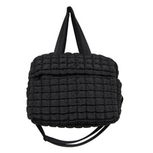 Load image into Gallery viewer, Black Quilted Duffel Weekender Bag w/ Pass-Thru Slip
