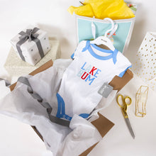 Load image into Gallery viewer, Lake Bum - 12-24 Month Blue Trimmed Bodysuit
