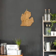 Load image into Gallery viewer, Michigan State-Shaped Bamboo Serving &amp; Cutting Board
