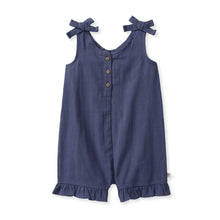 Load image into Gallery viewer, Check Gauze Blue Girl Romper - Blue Smoke: 24M
