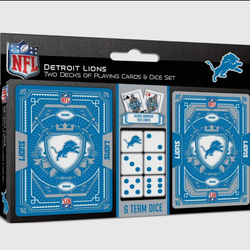 Detroit Lions Cards and Dice Set