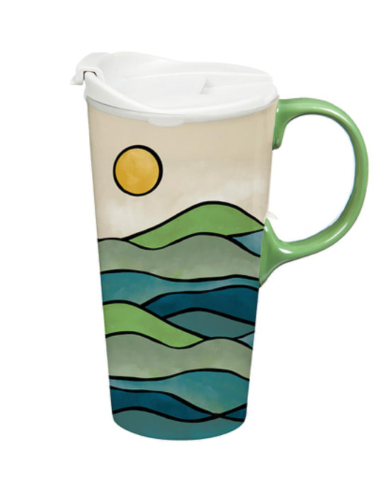 Landscape 17 ounce ceramic cup with decorative box.c