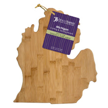 Load image into Gallery viewer, Michigan State-Shaped Bamboo Serving &amp; Cutting Board

