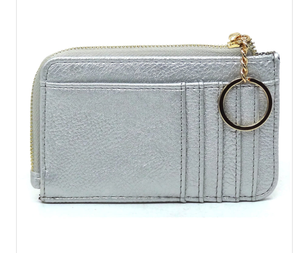Alba Fashion Card Holder Keychain Wallet Silver