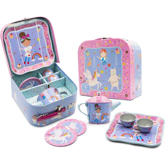 7 pc Tin Tea Set Rainbow Fairy