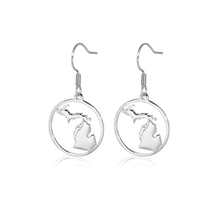 Load image into Gallery viewer, Michigan Map Dangle Earrings

