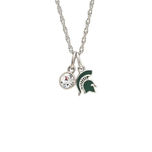Load image into Gallery viewer, Michigan State Spartan Crystal Necklace
