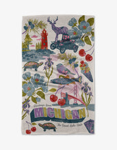 Load image into Gallery viewer, Greetings From Michigan Tea Towel
