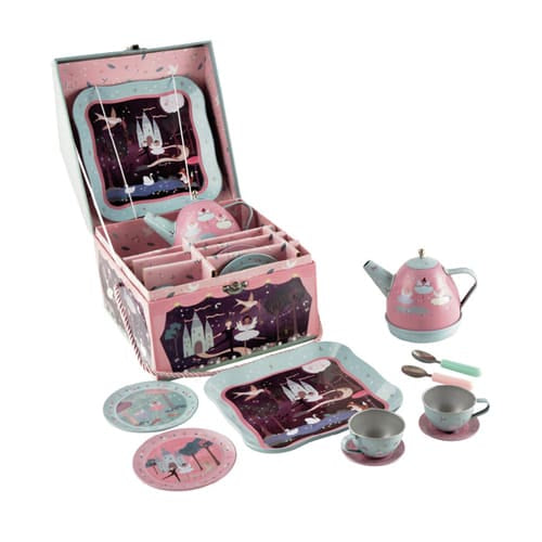 10 pc Tin Tea Set Musical Enchanted