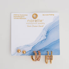 Load image into Gallery viewer, Narelle Waterproof Rectangle Hoop Earring Trio
