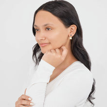 Load image into Gallery viewer, Michigan Block M Gold Plated Crystal Drop Earrings
