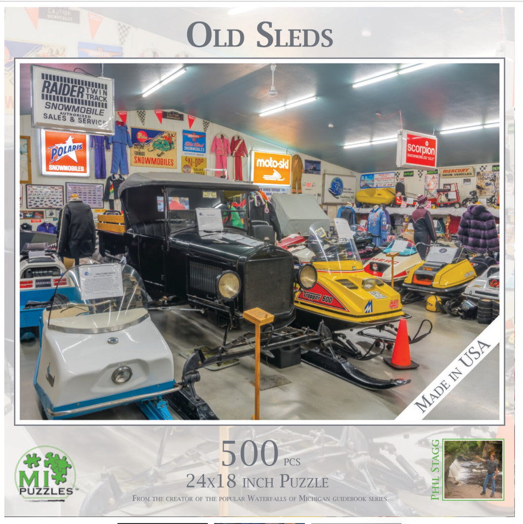 Old Sleds 500pc Puzzle Michigan