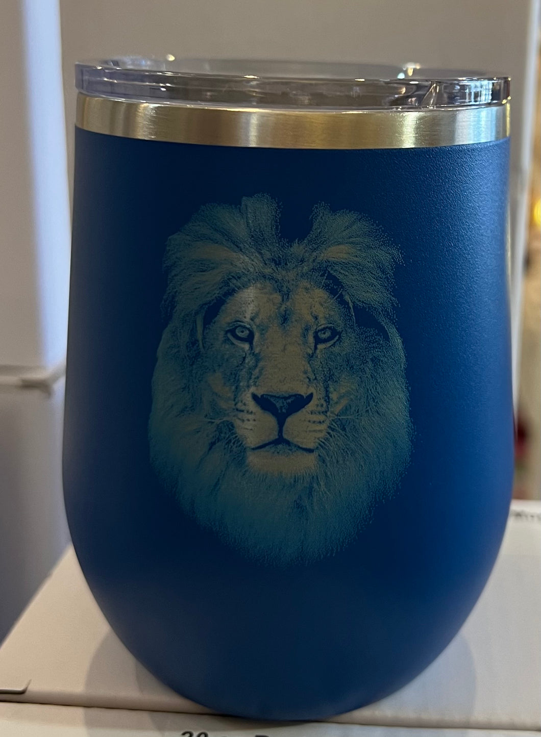 Lion Portrait - Wine Engraved Stainless Steel Tumbler 12 oz