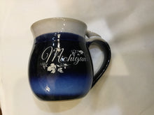 Load image into Gallery viewer, White Rim Dark Blue to Light Ombré Michigan Mug
