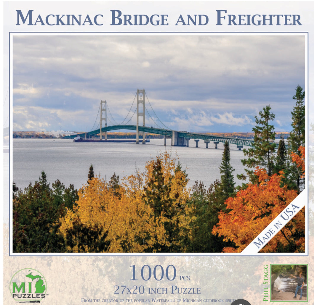 Mackinac Bridge and Freighter 1000 pc Puzzle Michigan