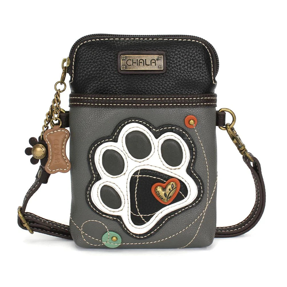 Chala Cellphone Crossbody B&W Paw Print