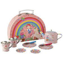 Load image into Gallery viewer, 10pc Tin Tea Set Rainbow Fairy
