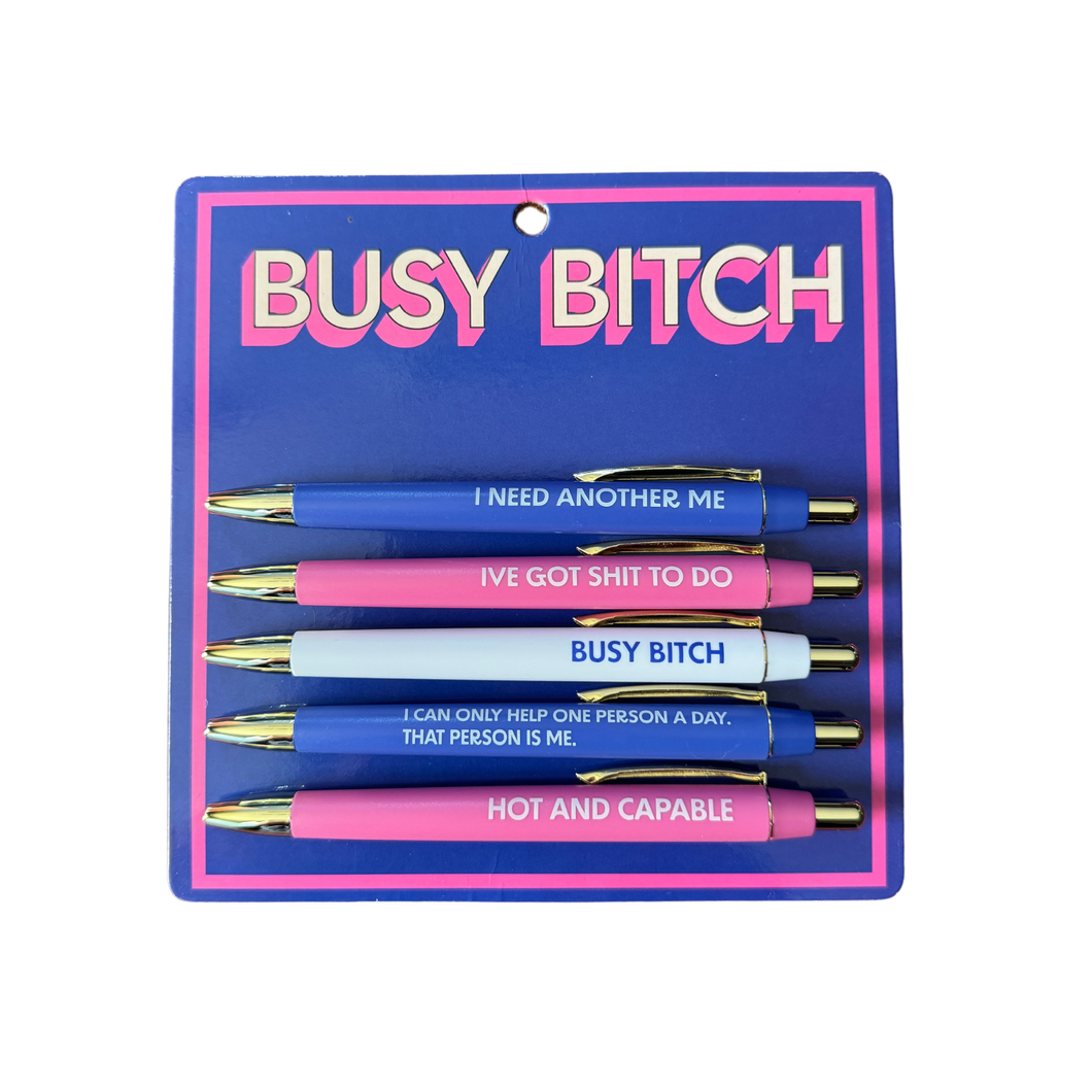 Busy Bitch Pen Set (funny, gifts, pens, spring, easter)
