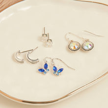 Load image into Gallery viewer, Ear Sense Silver Aurora Borealis Crystal Drop Earrings
