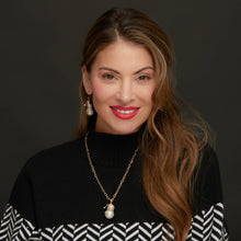 Load image into Gallery viewer, Holiday Christmas Snowman Pearl Gold Drop Earrings
