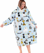 Load image into Gallery viewer, Catitude Blue Blanket Hoodie LO
