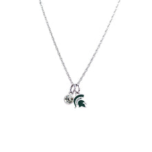 Load image into Gallery viewer, Michigan State Spartan Crystal Necklace
