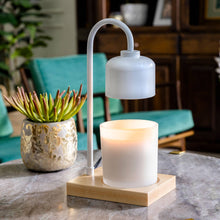Load image into Gallery viewer, White &amp; Wood Arched Candle Warmer Lamp
