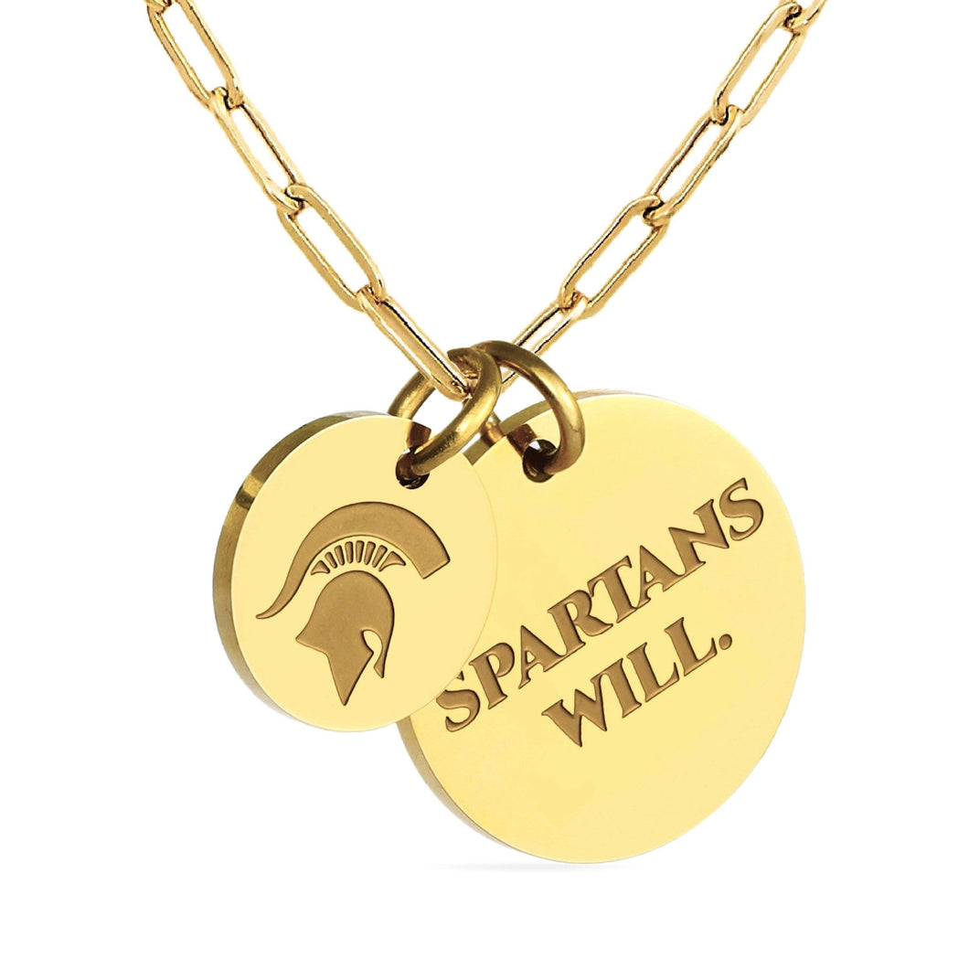 Michigan State Paperclip Chain Charm Necklace