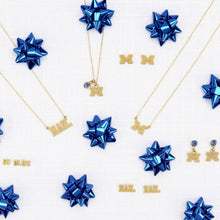 Load image into Gallery viewer, Michigan Block M Gold Plated Charm Necklace
