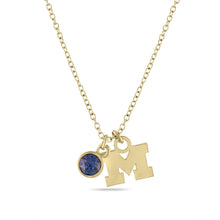 Load image into Gallery viewer, Michigan Block M Gold Plated Charm Necklace
