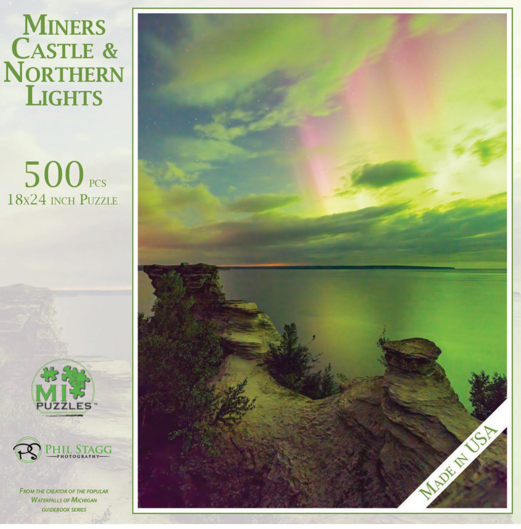 Miners Castle with Northern Lights Michigan Puzzle 500 Piece
