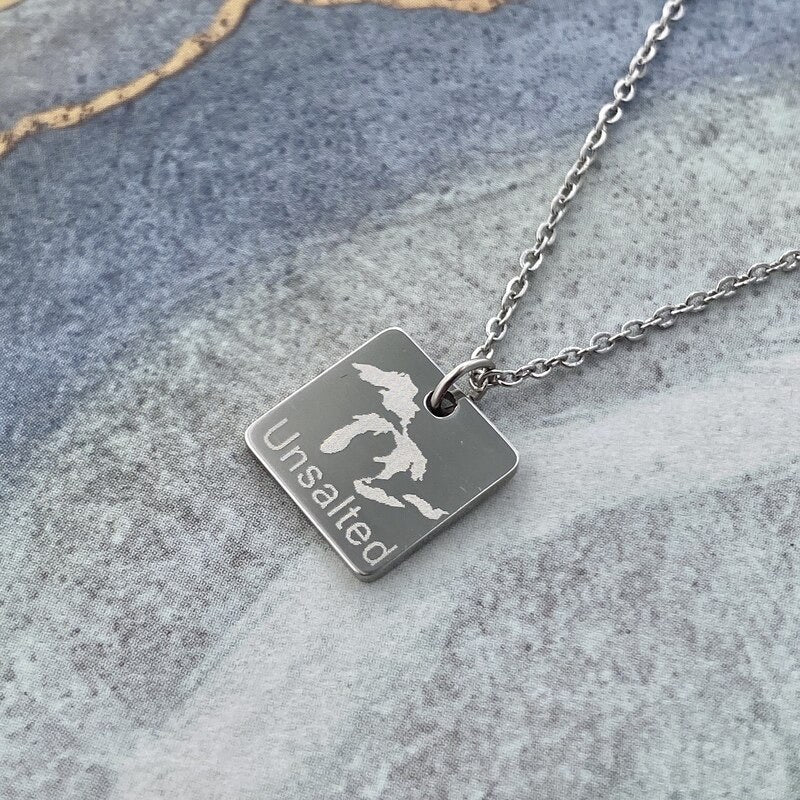 MCJ Silver Unsalted Square Necklace