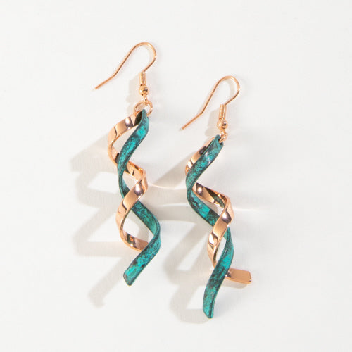 Patina Spiral Earrings Copper